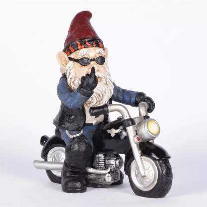 Gnome Dwarf Riding Motorcycle Garden Lawn Statue Ornament-xinru