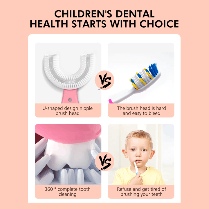 Children's U-shaped Food Grade Soft Rubber Toothbrush-xinru shop