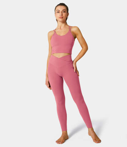 Cloudful® Crossover Pocket Plain 7/8 Leggings-xinru shop