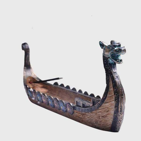 Viking Dragon Boat Waterfall Incense Burner Ceramic Holder-xinru