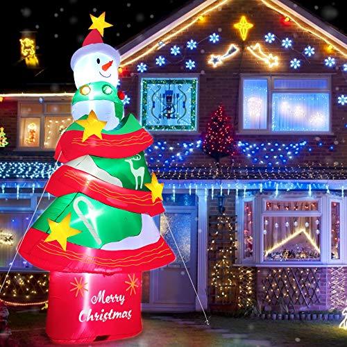 TURNMEON 12 Feet Christmas Inflatables Christmas Tree with Lights Snowman Christmas Outdoor Decoration Blow Up Christmas Yard Decor LED Lights with Tethers Stakes for Outdoor Lawn Garden Party-xinru shop