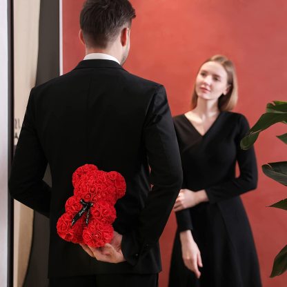 Mother's Day Gift Rose Bear With Light String Necklace Balloon Card Box-xinru