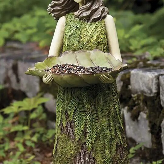 Sherwood Fern Fairy Statuary With Bird Feeder-xinru