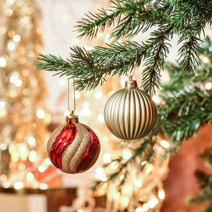 Red And Gold Christmas Tree Baubles Christmas Ball Ornaments, Set of 30-xinru shop