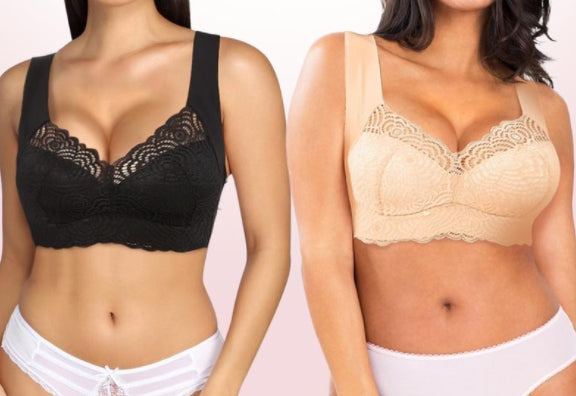 Stretch Full-Figure Seamless Lace Cut-Out Bra-xinru