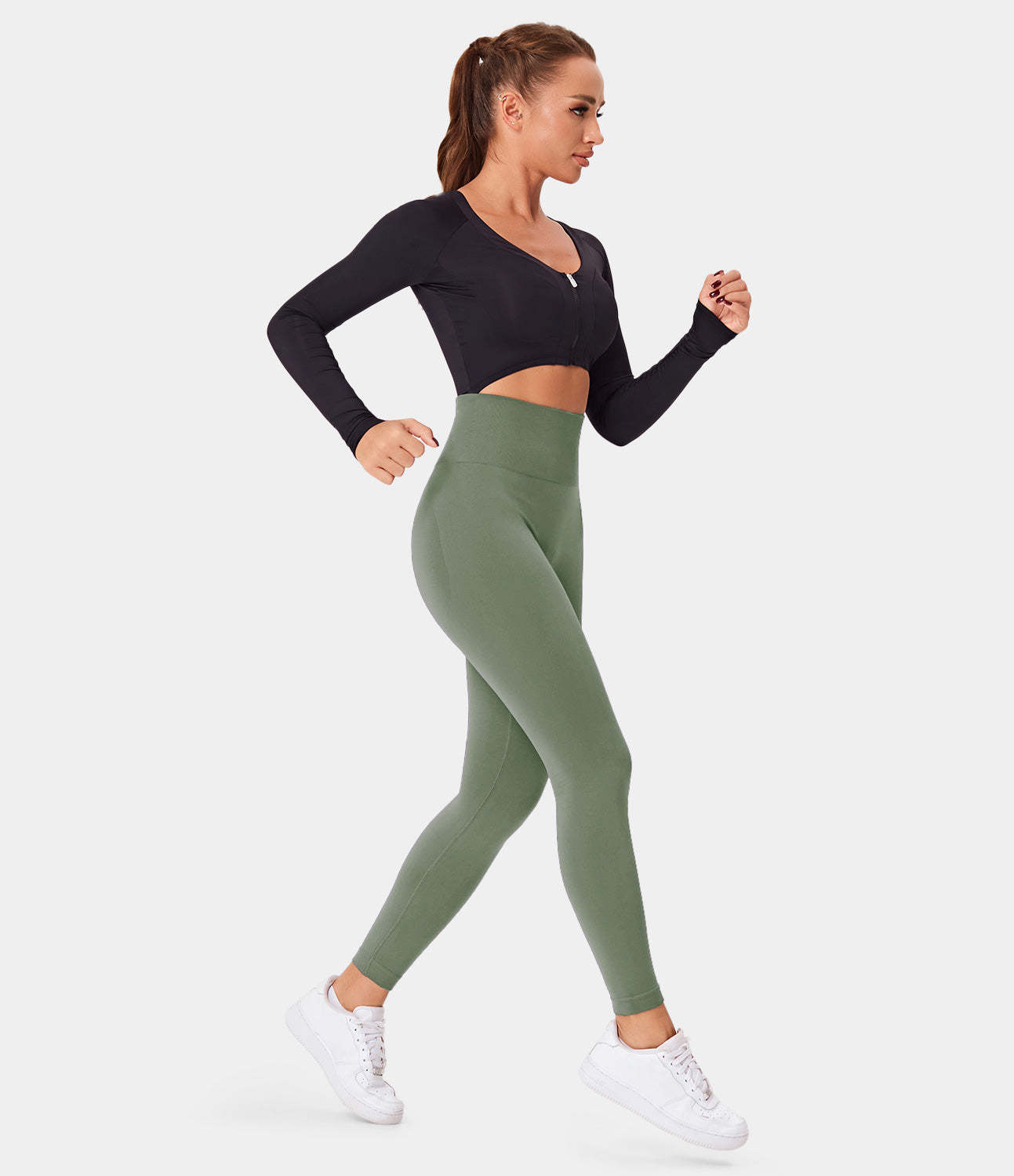 Seamless Flow High Waisted Butt Lifting Plain Full Length Leggings-xinru shop