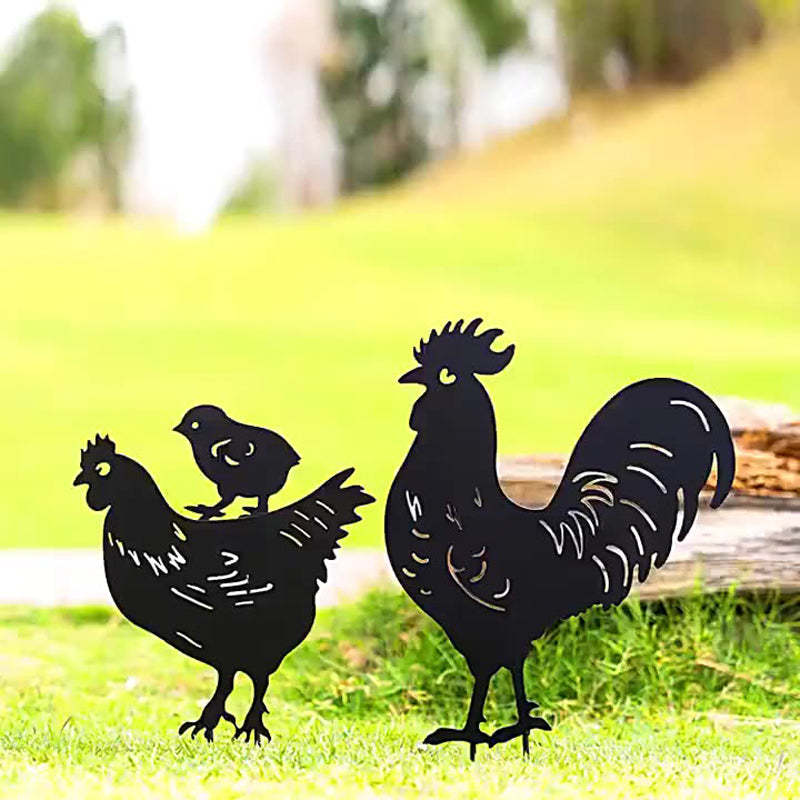 4 Pcs Garden Metal Chicken Yard Stakes Hollow Waterproof Acrylic-xinru