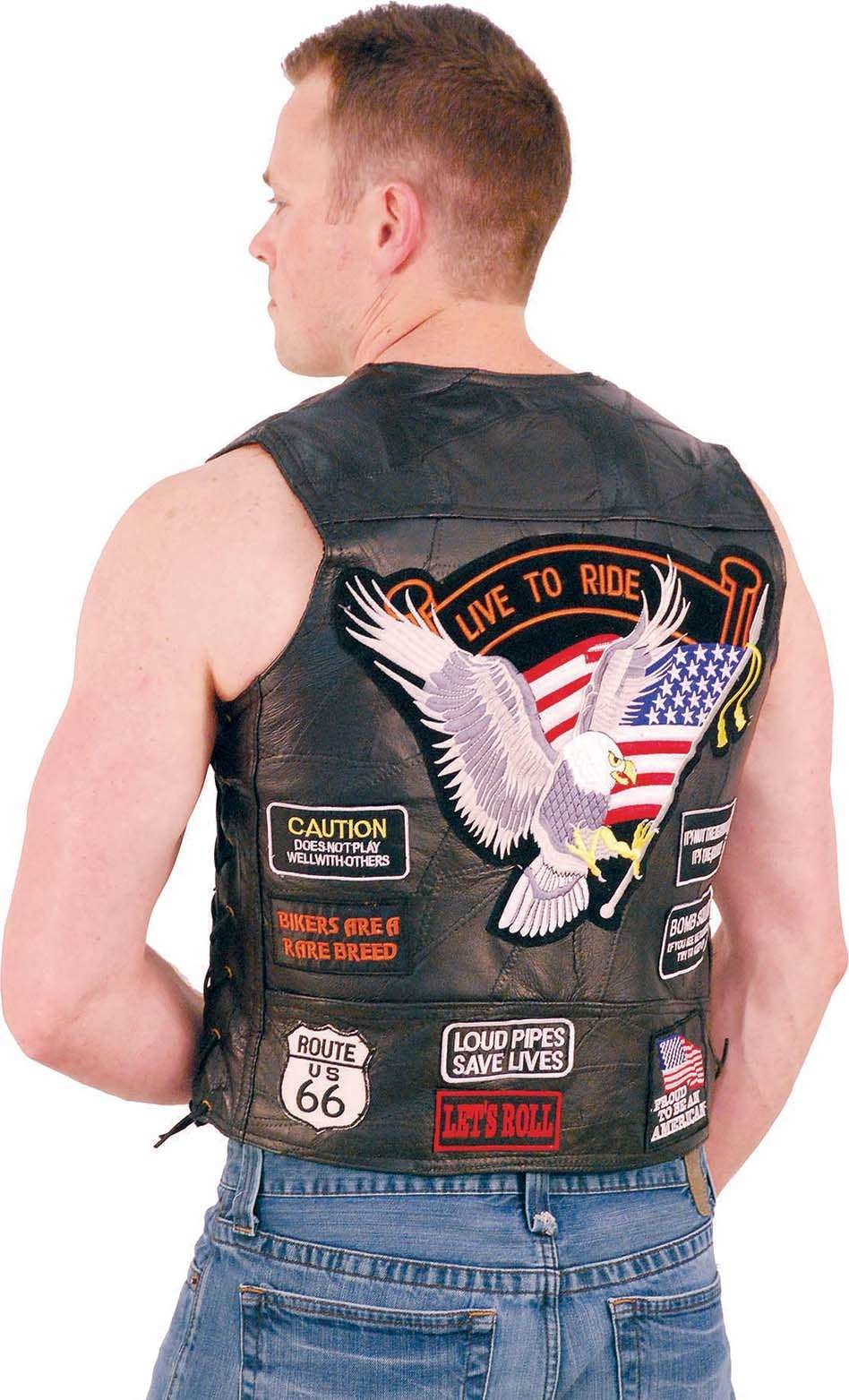 Motorcycle Leather Vest Embroidery Live To Ride-xinru shop