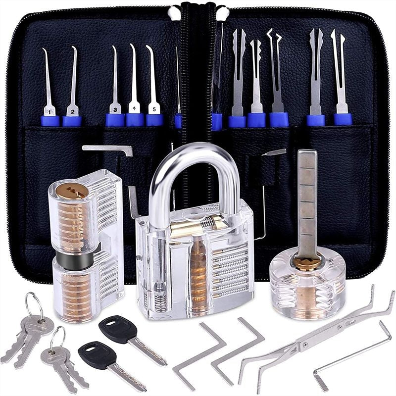 Lock Picking Set Kit Tool With Transparent Practice Training Padlock Lock For Locksmith Beginners And Professional-xinru shop
