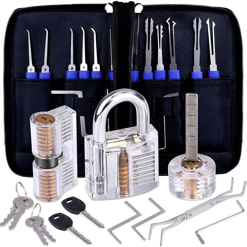 Lock Picking Set Kit Tool With Transparent Practice Training Padlock Lock For Locksmith Beginners And Professional-xinru shop