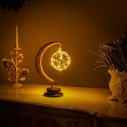 LED Moon Rattan Ball Light Line Rattan Handmade Hemp Rope Iron Night Light-xinru