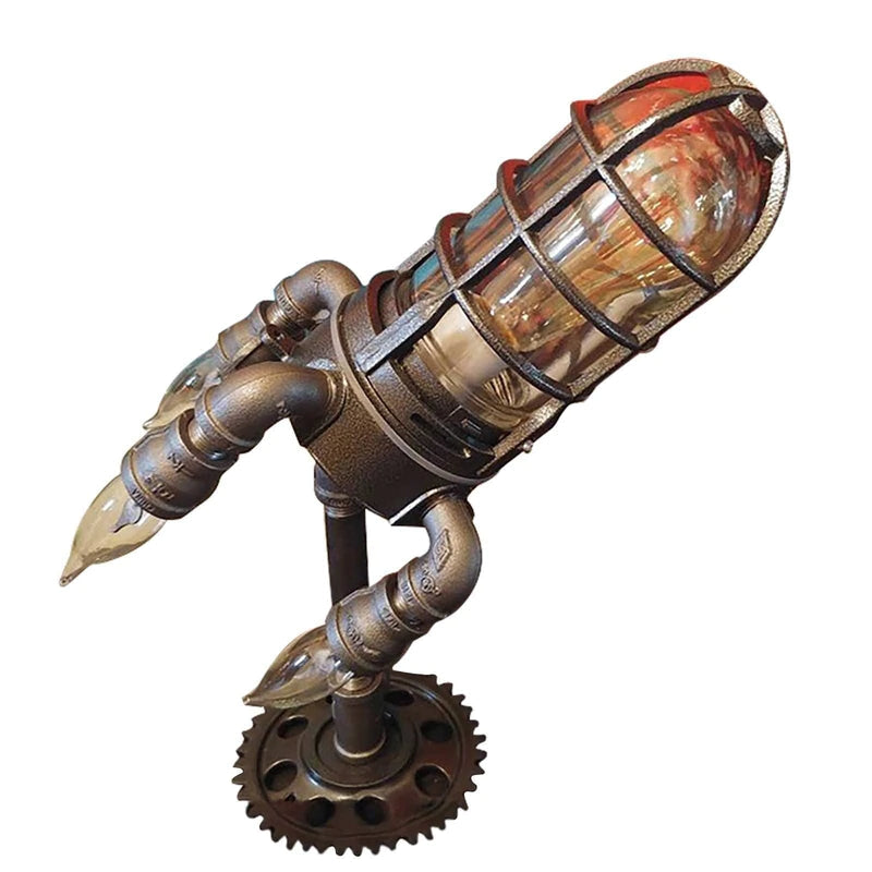Steampunk Style Table Lamps Rocket Ship Retro Light Bedside Decoration Ornaments-xinru