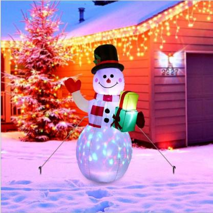 5ft Christmas Blow Up Inflatable Snowman with Rotating LED Lights-xinru shop