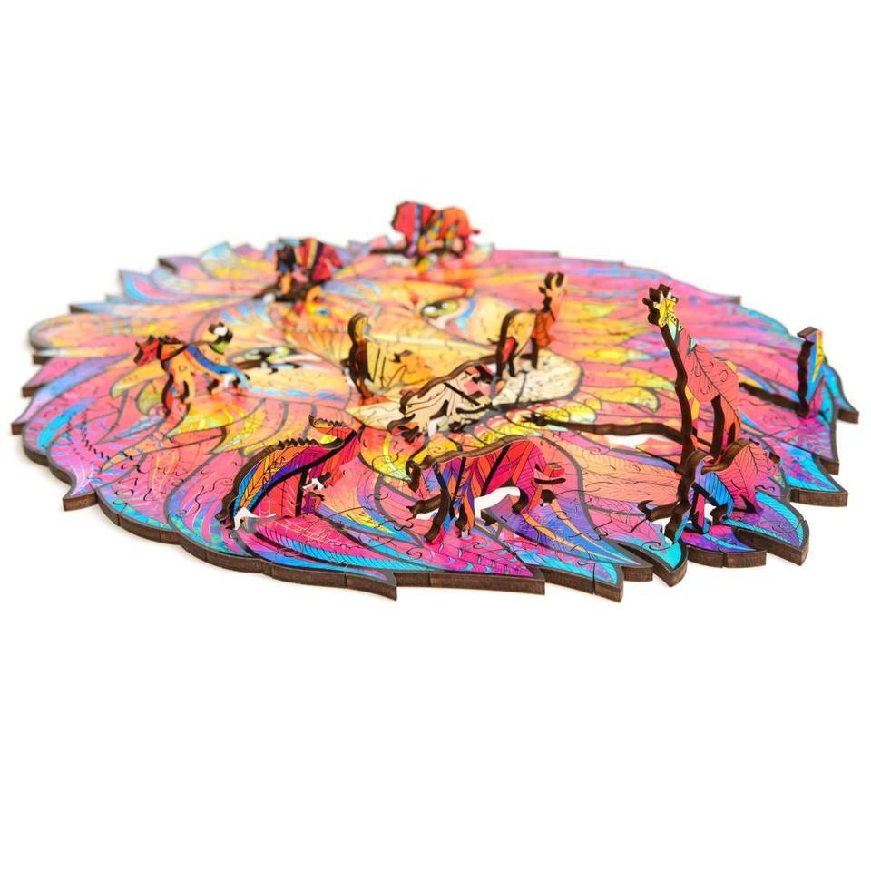 Wooden Brave Lion Jigsaw Puzzle Gifts With Box-xinru