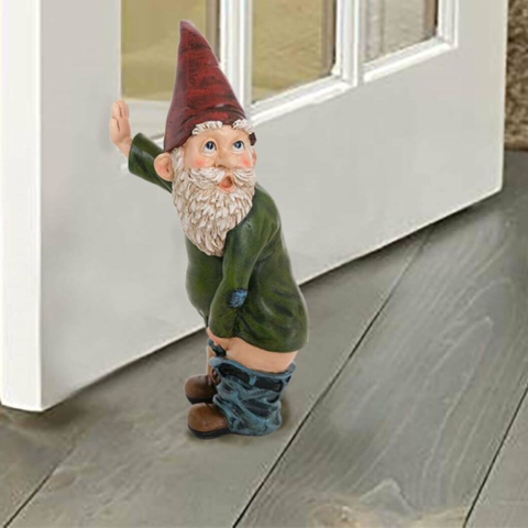 Garden Peeing Gnome Funny Dwarf Statue Decoration-xinru