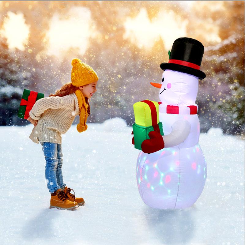 5ft Christmas Blow Up Inflatable Snowman with Rotating LED Lights-xinru shop