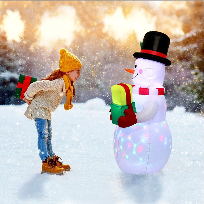 5ft Christmas Blow Up Inflatable Snowman with Rotating LED Lights-xinru shop