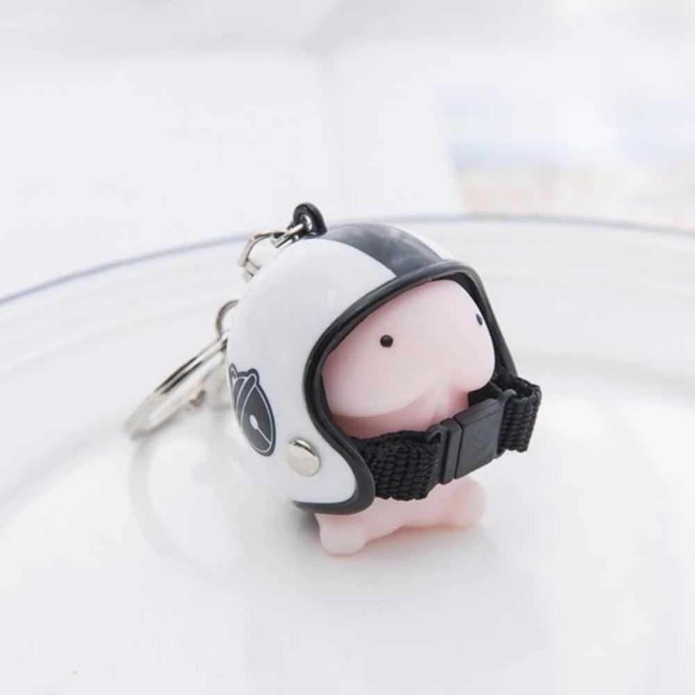 Kawaii Mochi Ding Ding Squishy Helmet Key Chain-xinru