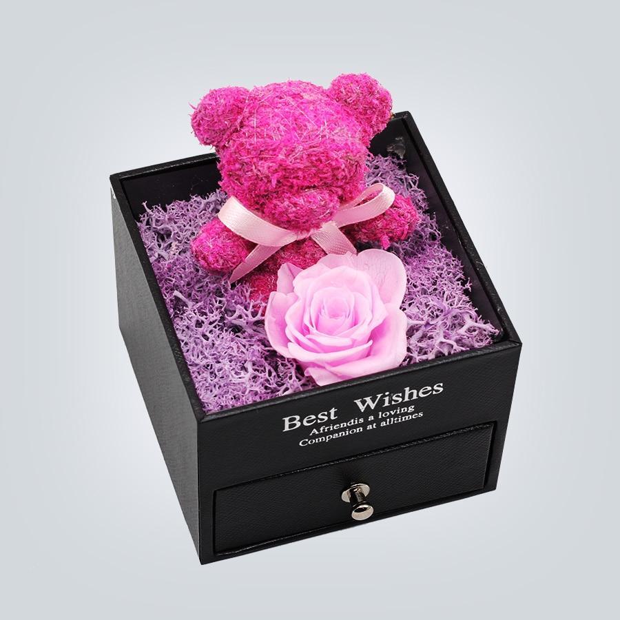 Immortal Preserved Rose Teddy Bear Box Display-xinru
