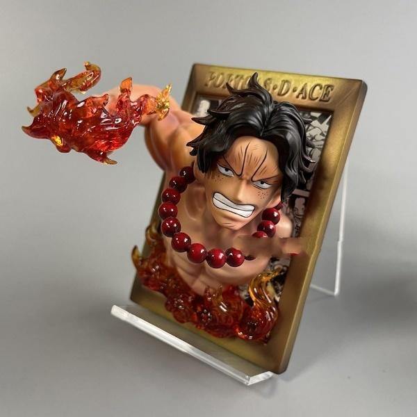One Piece Anime Action Figure Ace Photo Frame Creative PVC Statue Gift-xinru