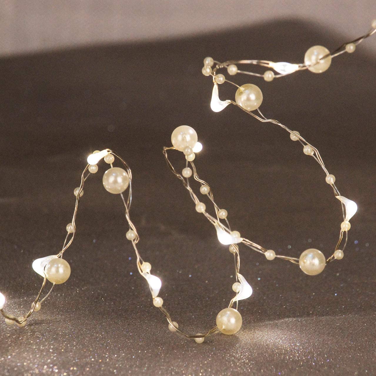 Christmas Fairy String Lights With Pearls Decor Battery Xmas Indoor-xinru