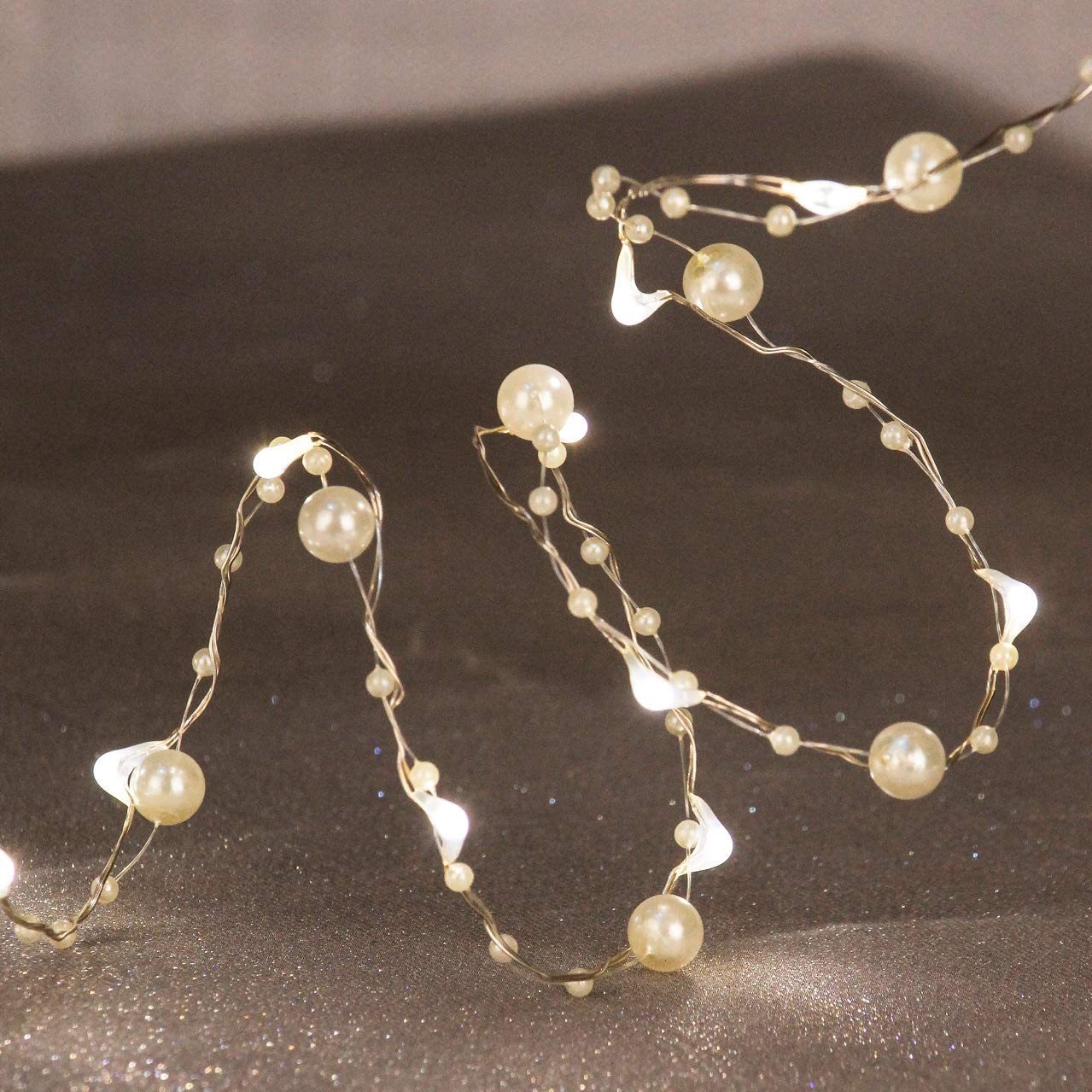 Christmas Fairy String Lights With Pearls Decor Battery Xmas Indoor-xinru