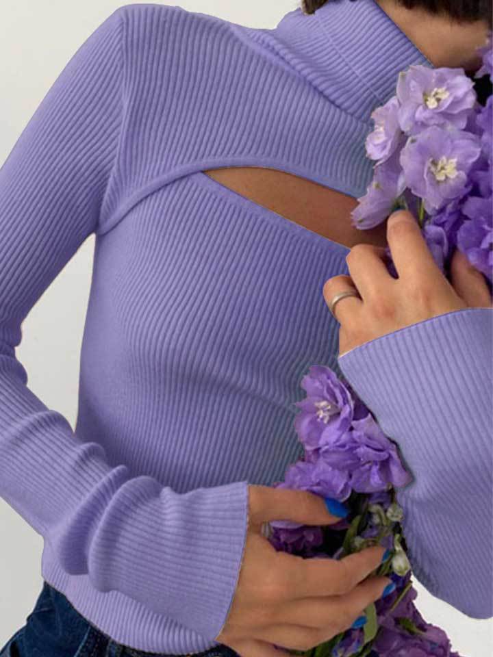 Women's Sexy Turtleneck Hollow Out Office Sweater-xinru