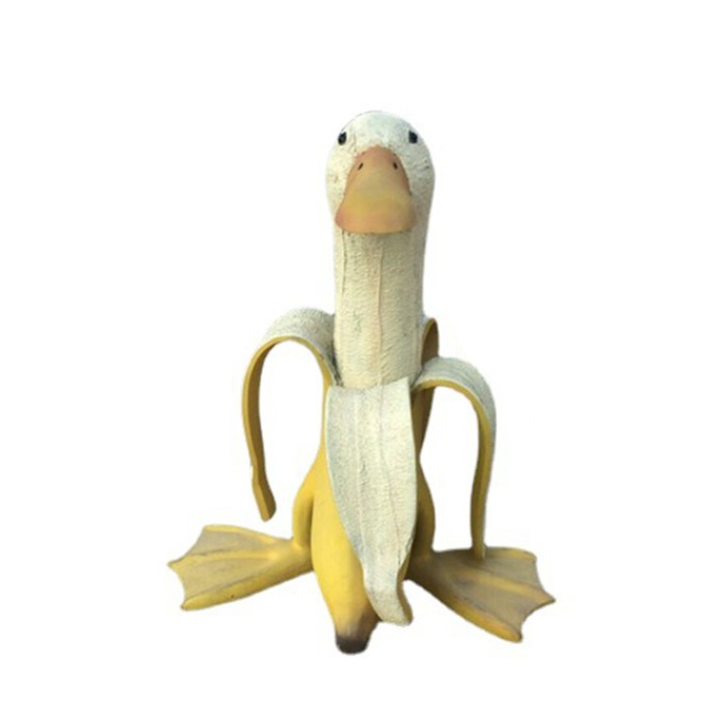 Creative Resin Banana Duck Statue Ornament Home Garden Decoration-xinru