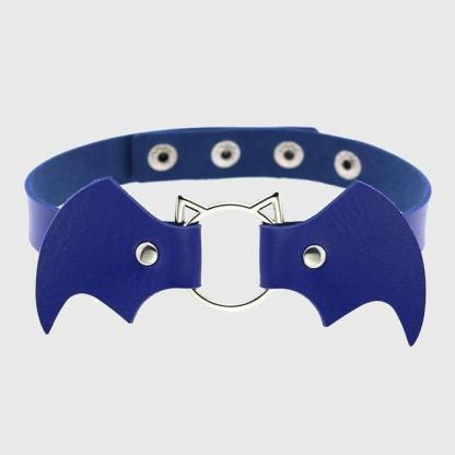 Women Heart Rivet Bat Wings Black Leather Choker Collar Necklace Party-xinru