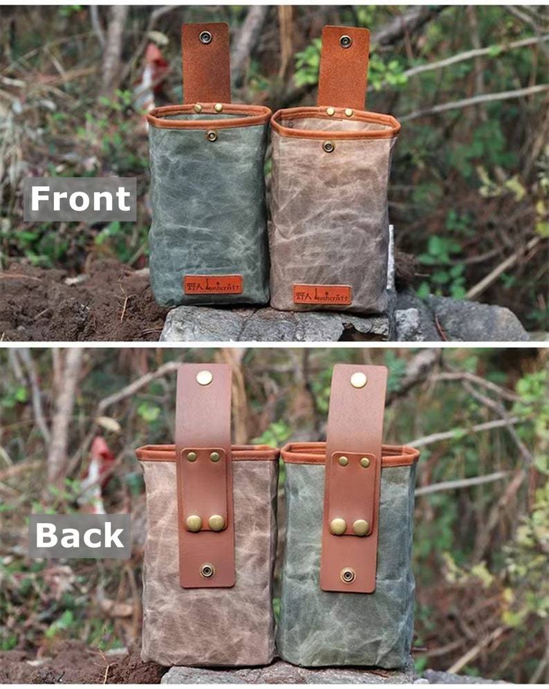 Cowhide Leather Waterproof Waxed Canvas Foraging Bag-xinru shop