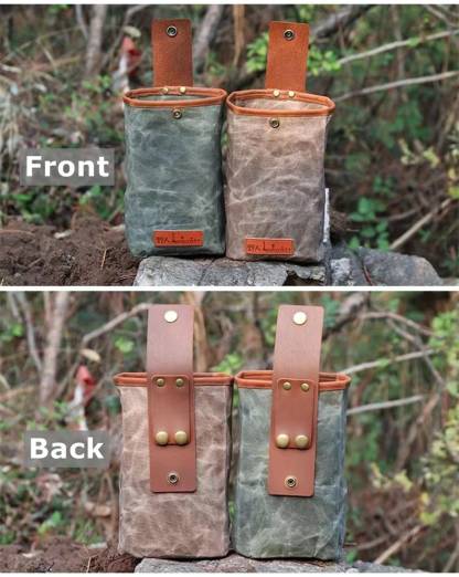Cowhide Leather Waterproof Waxed Canvas Foraging Bag-xinru shop