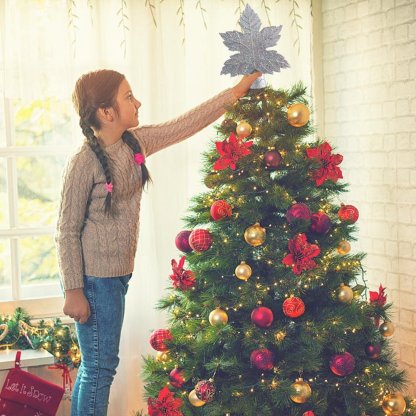 Leaf-shaped Christmas Tree Topper With LED Snowflake Projection-xinru shop