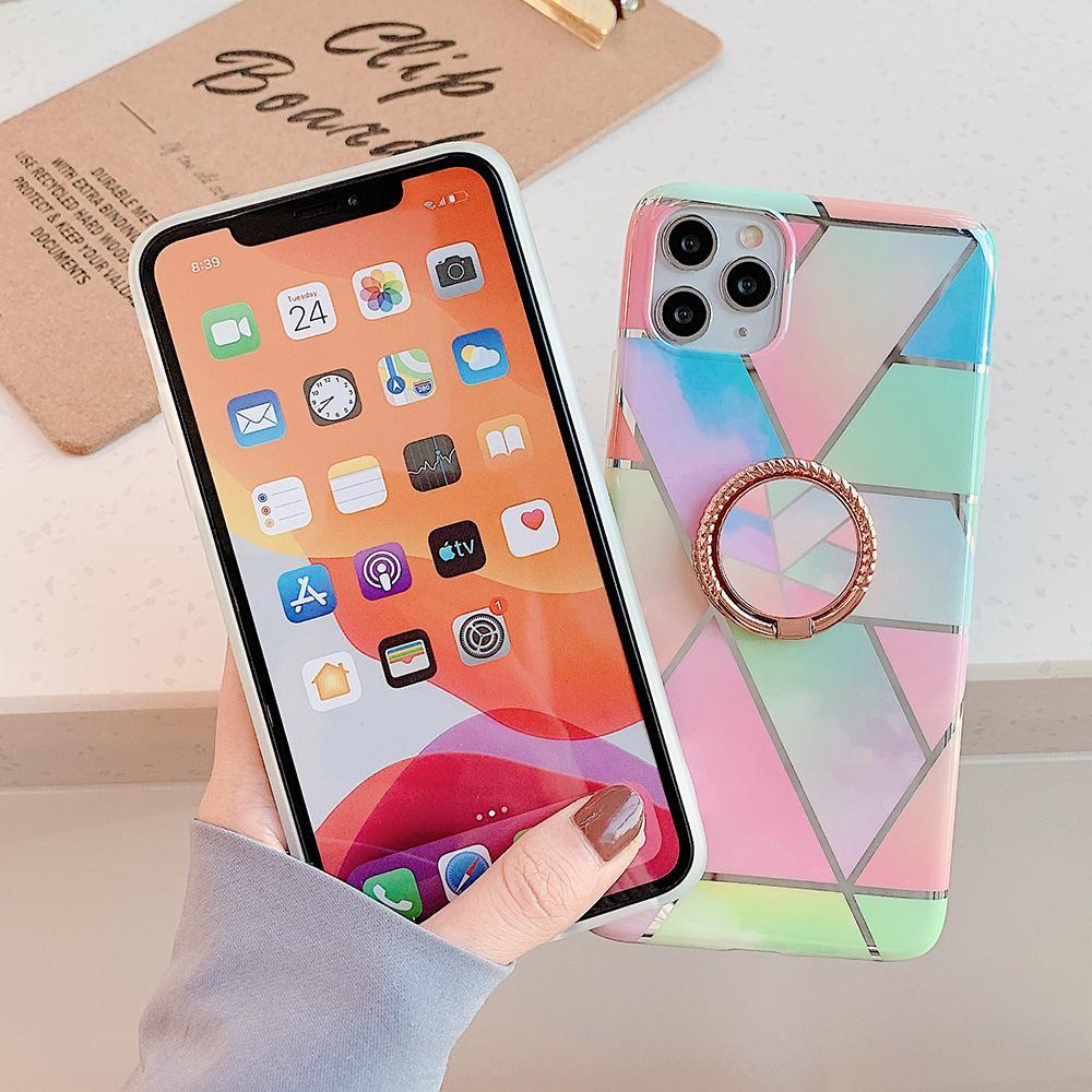 Colorful Marble Case + Ring Holder-xinru