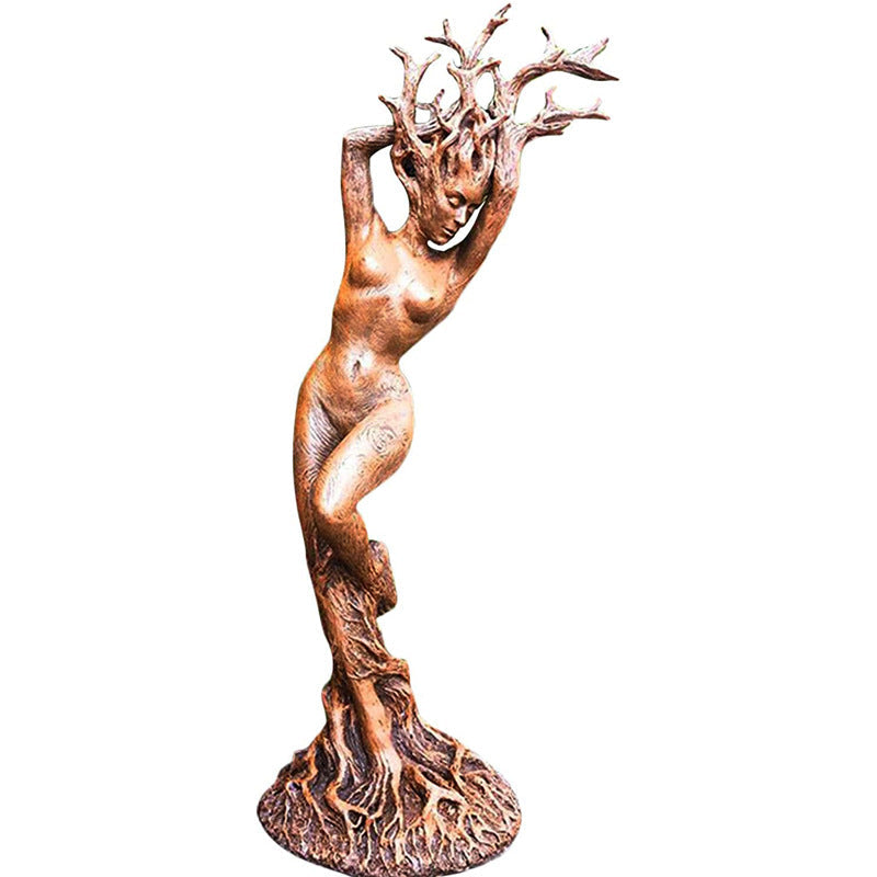 Tree God Forest Goddess Statue Resin Ornament Garden Craft Ornament Statue-xinru