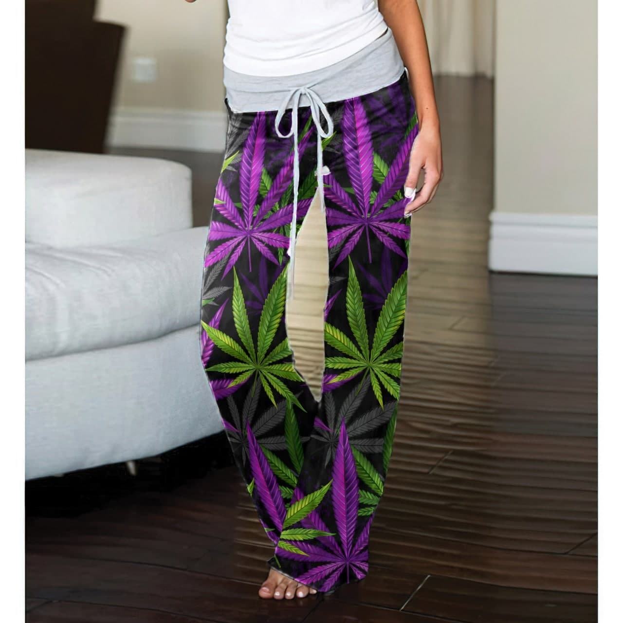 Women's Comfy Casual Pajama Pants Floral Print Drawstring Palazzo Lounge-xinru