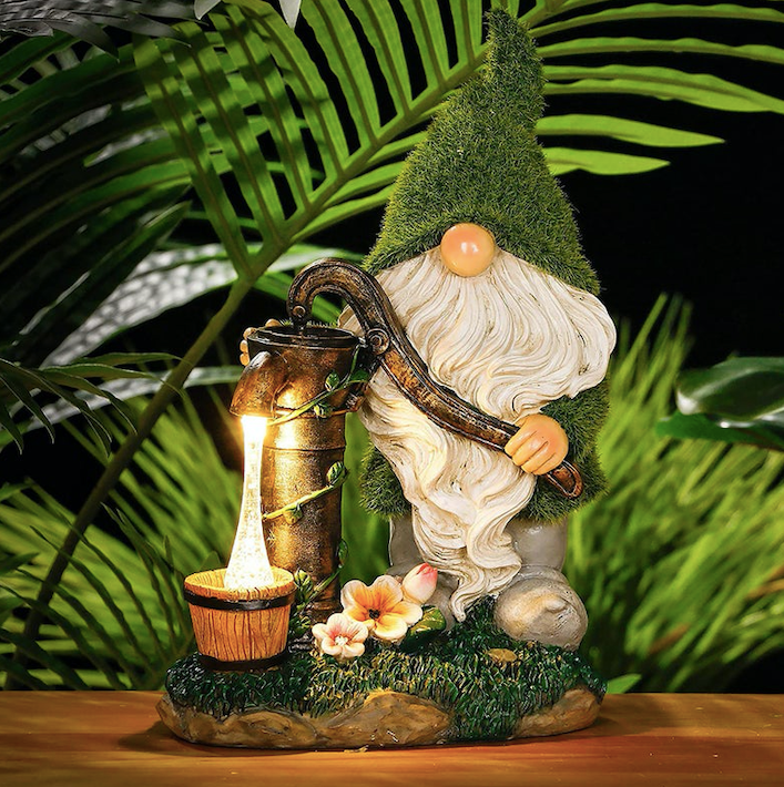 Solar Garden Decor,Garden Gnome Statue With Solar Lamp-xinru