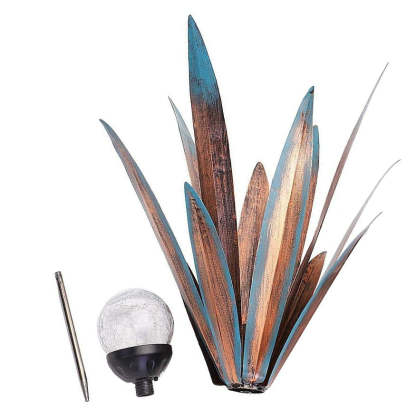 Metal Agave Yard Art Lawn Ornaments Tequila Statue With LED Solar Light-xinru