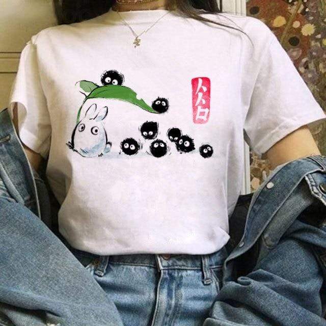 Totoro Studio Ghibli Harajuku Kawaii T-Shirt For Women Ullzang Miyazaki Hayao Tshirt-xinru