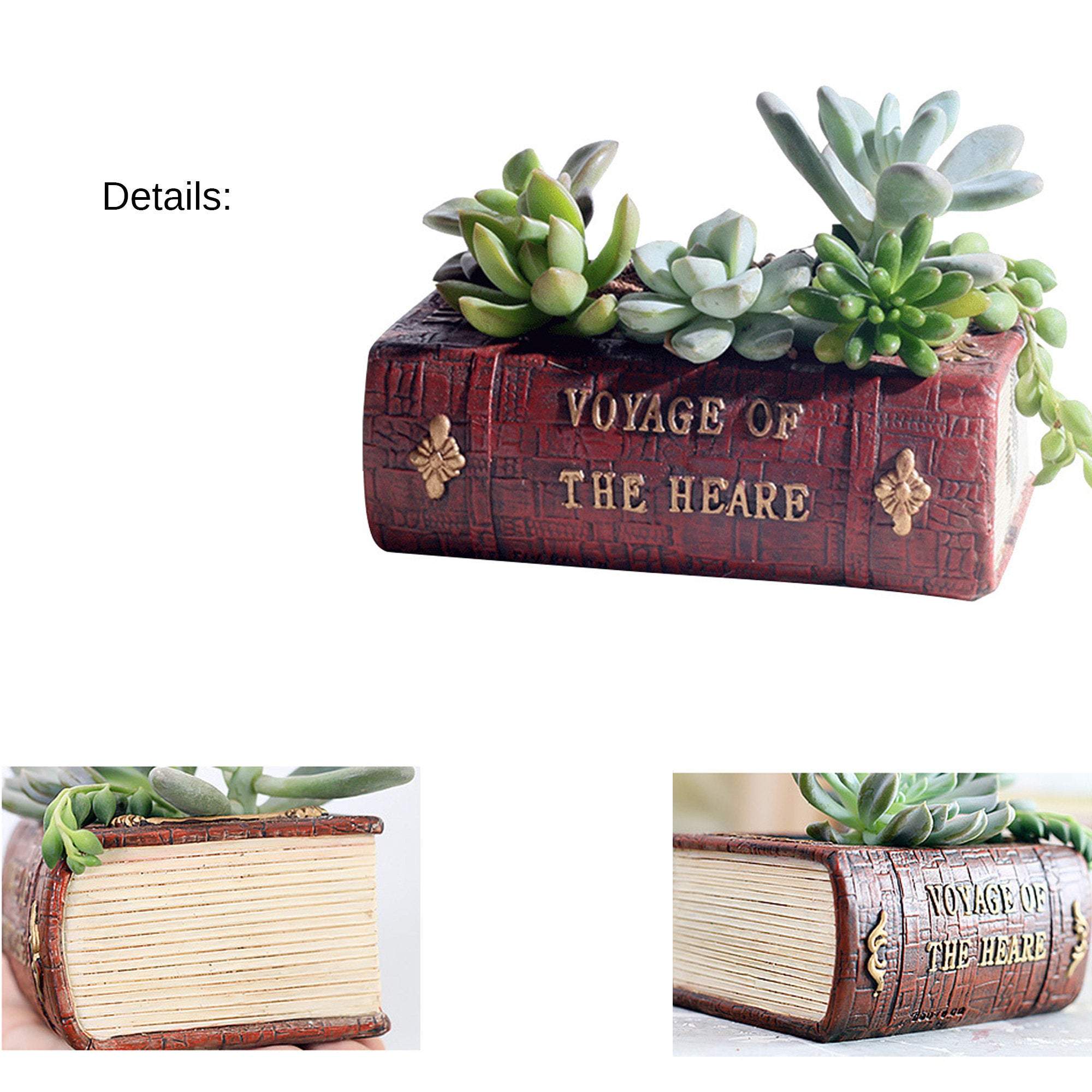Vintage Book Succulent Herb Planter Flower Basket Pot Plant Home Decor-xinru