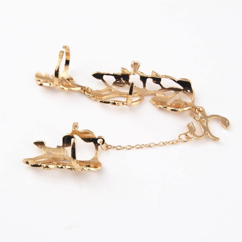 Crystal Flower Rhinestone Double Finger Rings-xinru