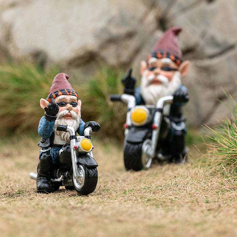 Garden Gnome Statue Ride A Motorcycle Funny Outdoor Gnome Statue-xinru