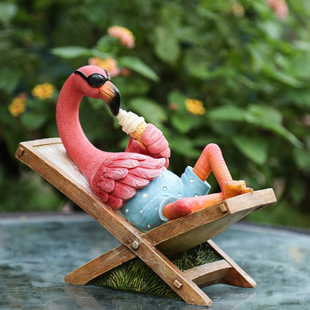 Pink Flamingo Beach Tropical Sculpture Statue Outdoor Lawn Patio Decoration-xinru