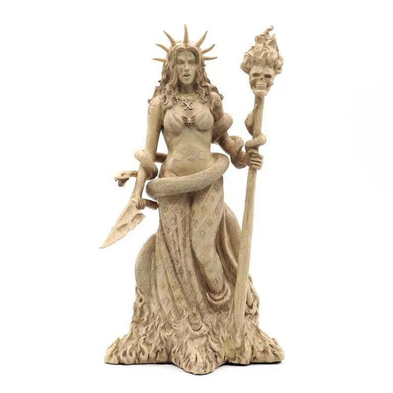 Greek Statue Home Decor Figurine Poseidon Triple Form Hecate Goddess Resin Gift-xinru