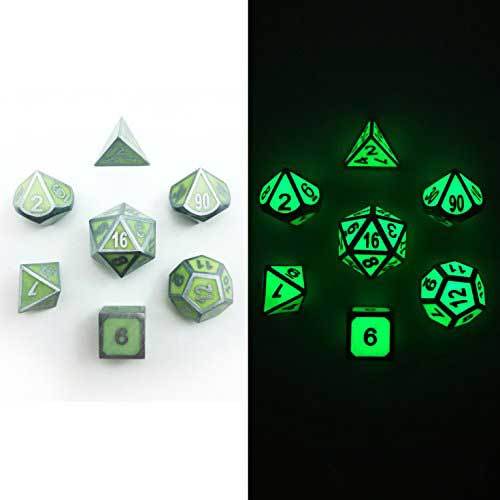 Glow In The Dark Metal Polyhedral Dice Set-xinru