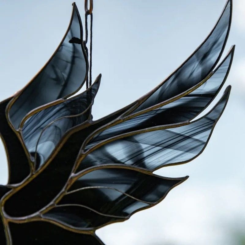 Raven Stained Glass Window Hanging-xinru