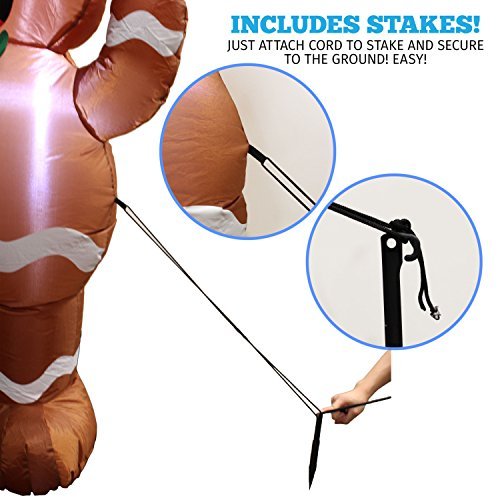 Joiedomi JO-GM01 Yard Decoration 5ft Self-Inflatable Gingerbread Man with Candy Canes Perfect for Wavin, White-xinru shop