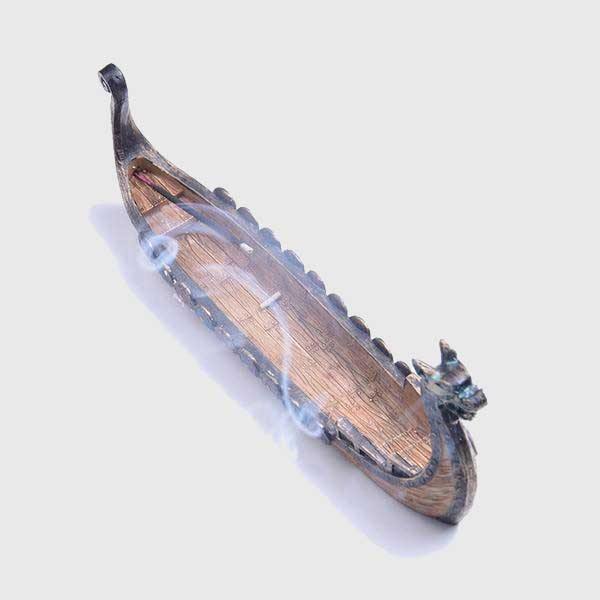 Viking Dragon Boat Waterfall Incense Burner Ceramic Holder-xinru
