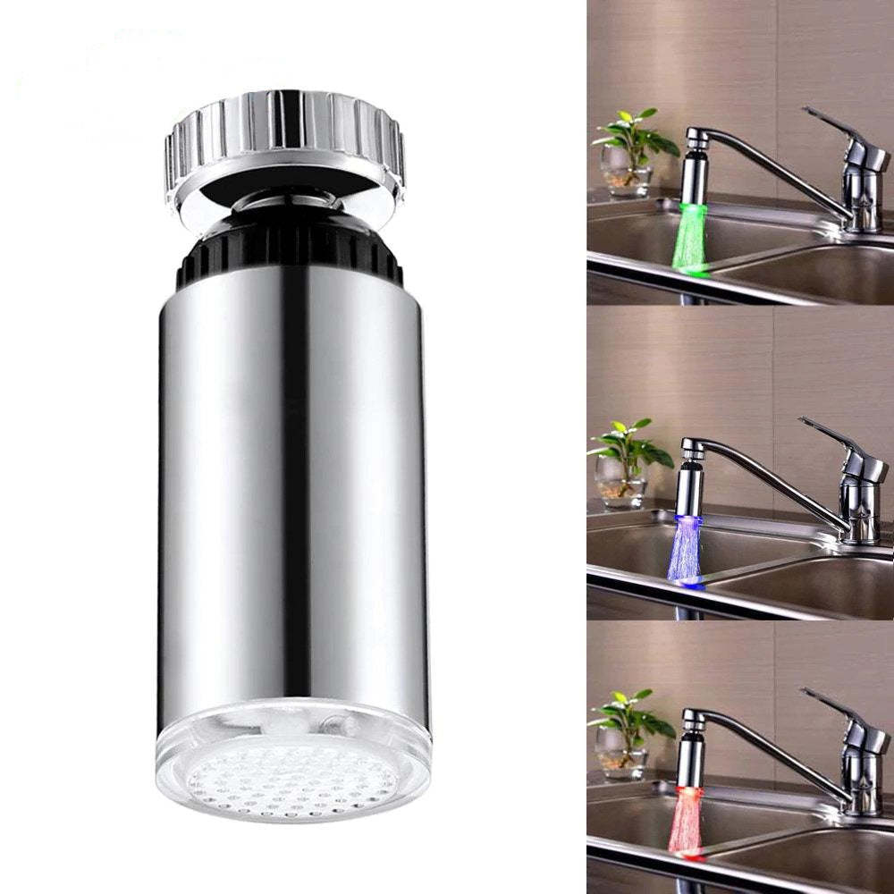 Kitchen Faucet Temperature Control 360 Degree Rotating Led Light Color-xinru