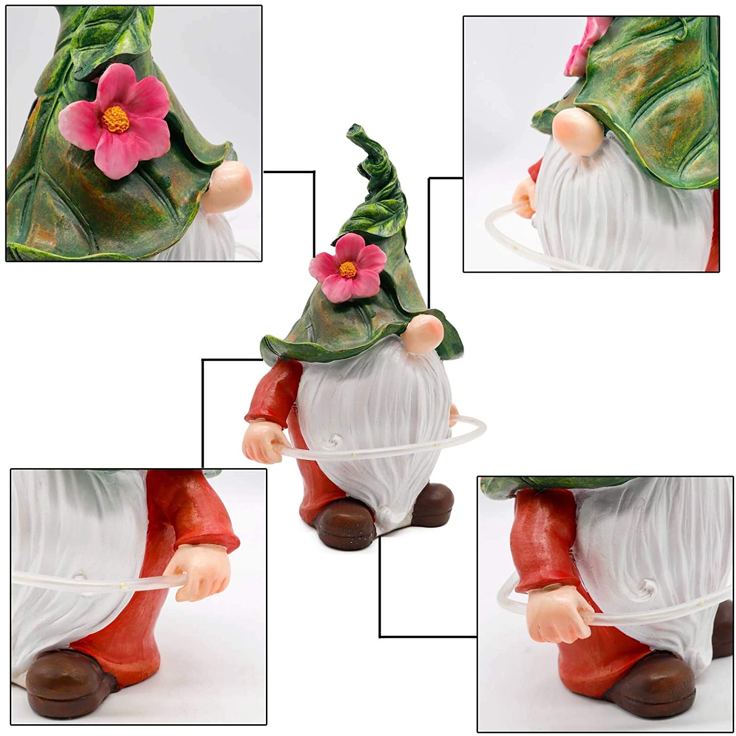 Solar Lamp Garden Gnome Playing Circle Resin Dwarf Statue Outdoor Decoration-xinru