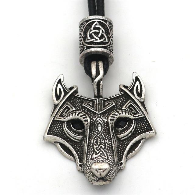 Men's Stainless Steel Norse Viking Wolf Pendant Necklace-xinru